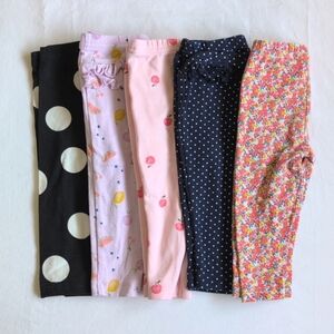 child of mine 5-pack printed cotton leggings bundle lot 6-9 months baby girl